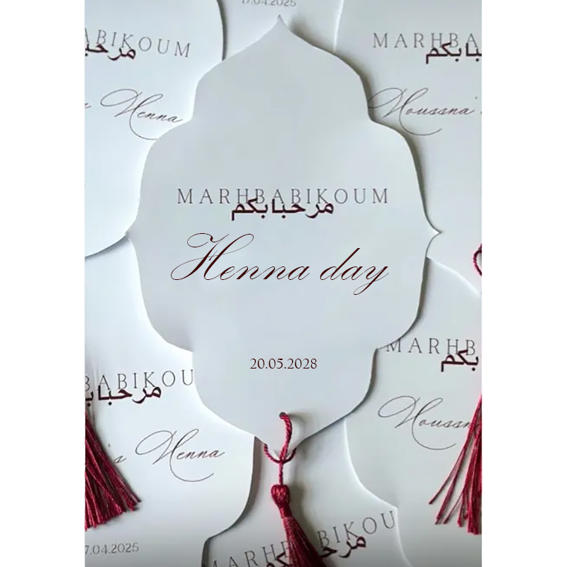 Wedding Supply Business - Biglietto da giorno personalizzato all'henné Invito